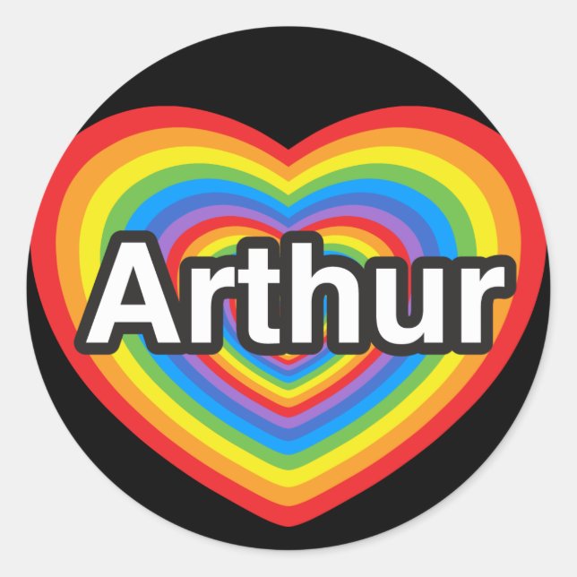 Adesivo Eu amo Arthur. Eu te amo Arthur. Coração (Frente)