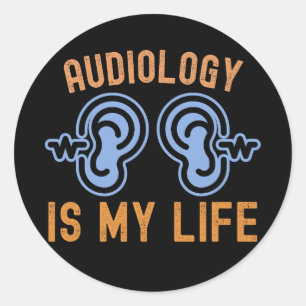 Adesivo Eu Amo Audiologia, Audiologia é Minha Vida