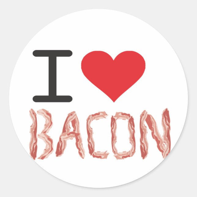 Adesivo Eu Amo Bacon (Frente)