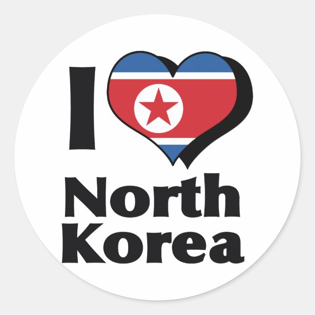 Adesivo Eu Amo Bandeira da Coreia do Norte (Frente)