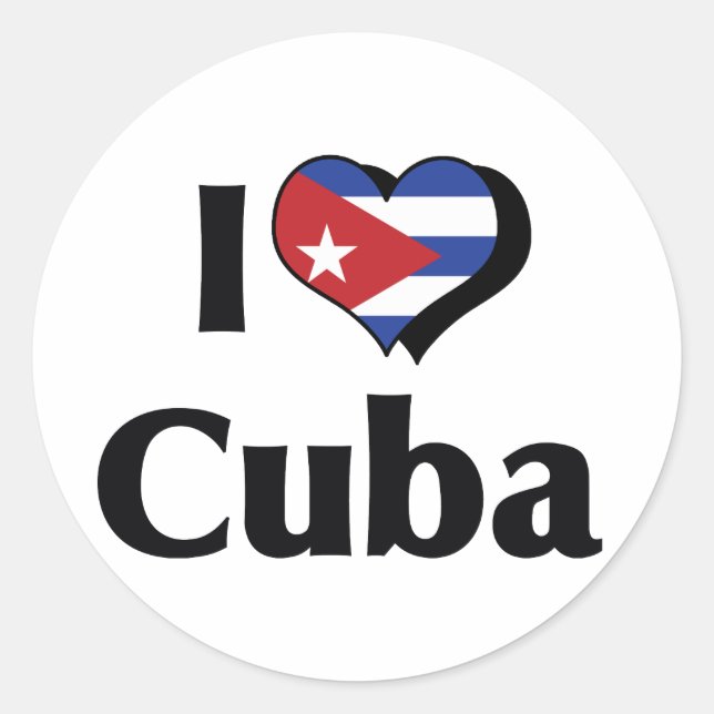 Adesivo Eu Amo Bandeira de Cuba (Frente)