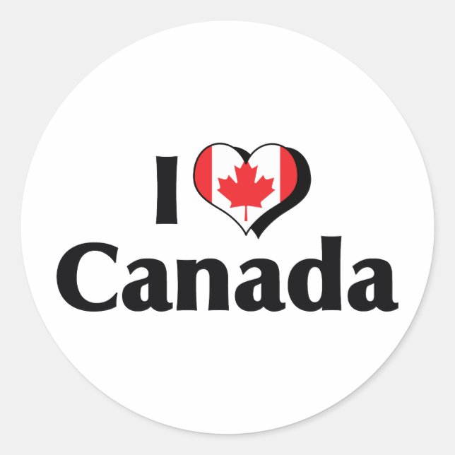Adesivo Eu Amo Bandeira do Canadá (Frente)