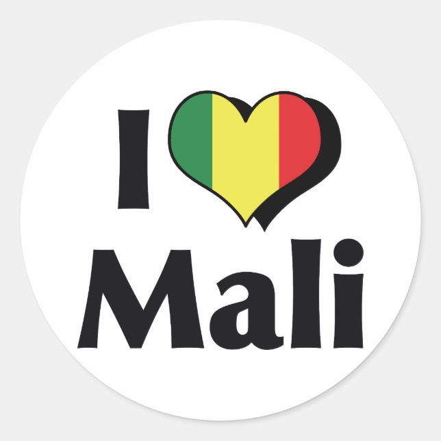 Adesivo Eu Amo Bandeira Do Mali (Frente)