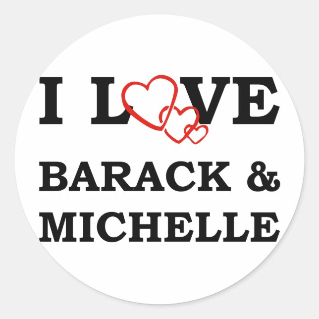 Adesivo Eu Amo Barack e Michelle (Frente)