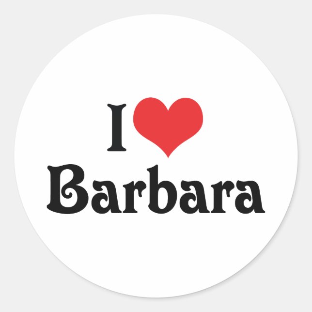 Adesivo Eu Amo Barbara (Frente)