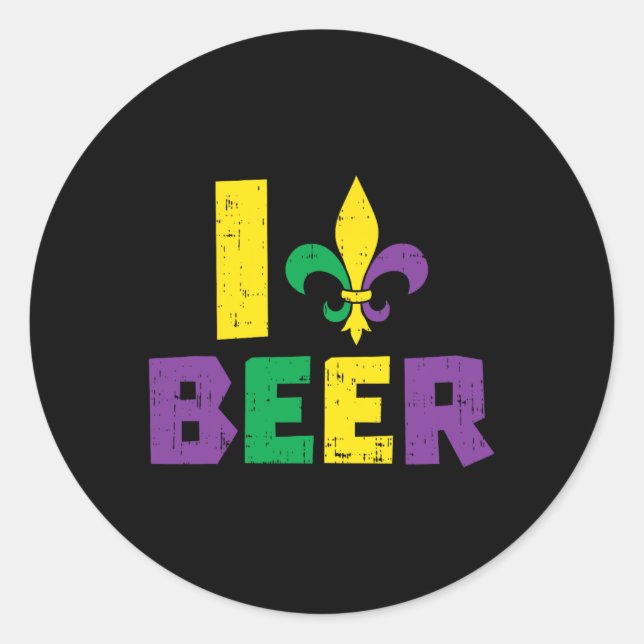 Adesivo Eu Amo Beer Jester Hat Equipe De Bebendo Mardi Gra (Frente)