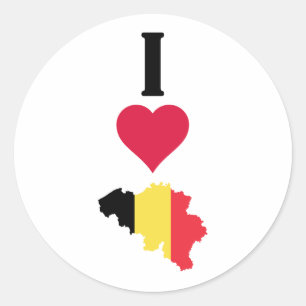 Adesivo Eu Amo Bélgica Vertical I Heart Country Flag Map