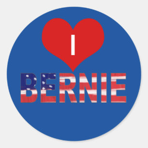 Adesivo Eu Amo BERNIE! Em Azul Com Bandeira