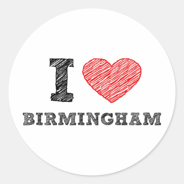 Adesivo Eu amo Birmingham (Frente)