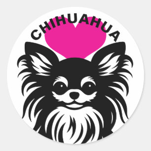 Adesivo Eu Amo Cachorrinhos Chihuahua de Cabelo Longo Fofo