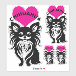 Adesivo Eu Amo Cachorrinhos Chihuahua de Cabelo Longo Fofo