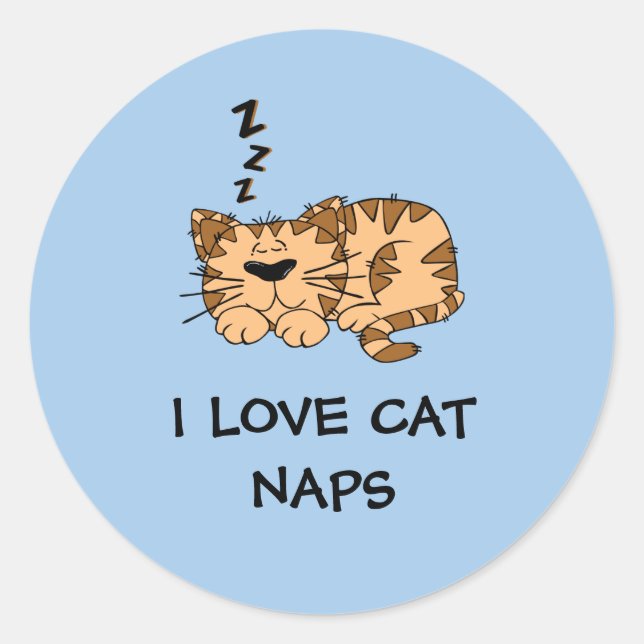 Adesivo Eu amo camiseta de soneca de gato (Frente)