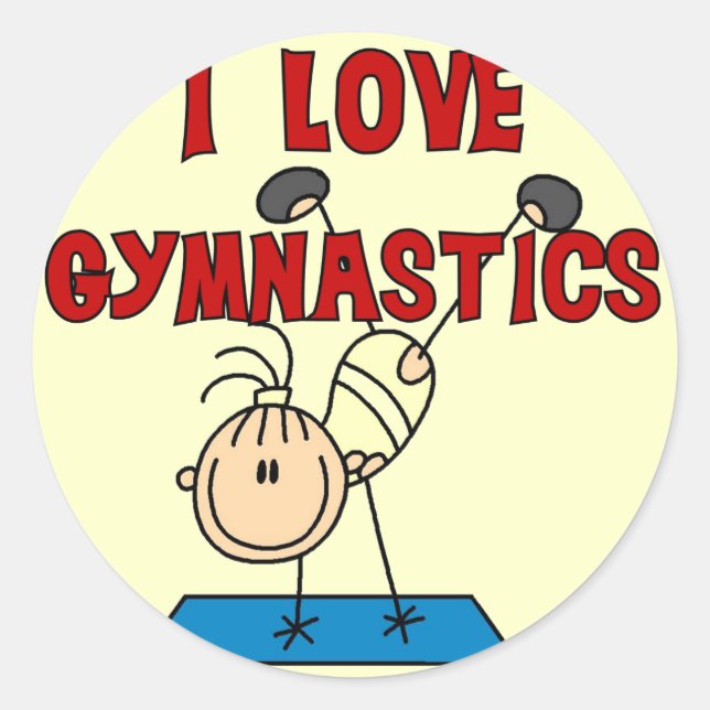 Adesivo Eu Amo Camisetas e Presentes de Ginástica (Frente)