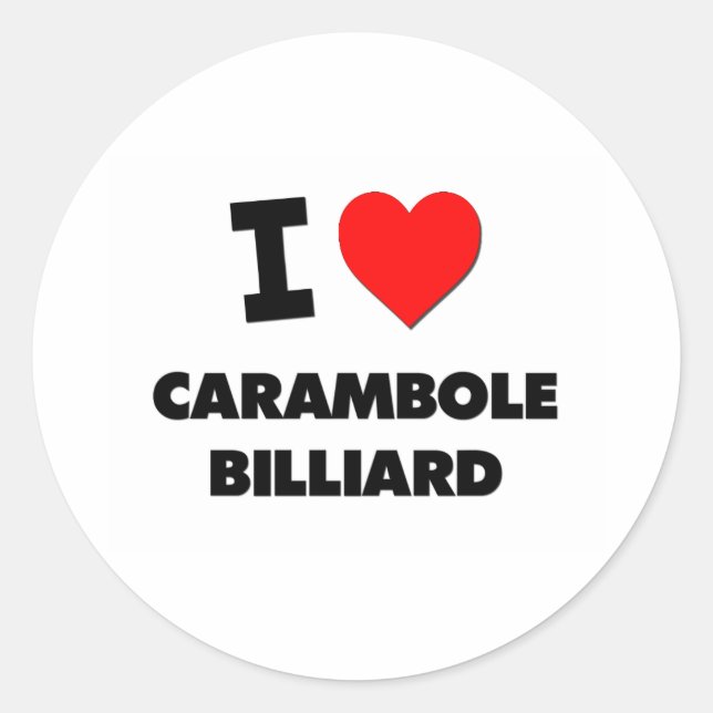Adesivo Eu Amo Carambole Billiard (Frente)