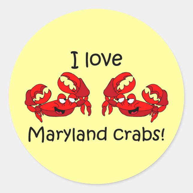 Adesivo Eu amo caranguejos da Maryland! (Frente)