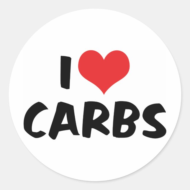 Adesivo Eu Amo Carboidratos (Frente)