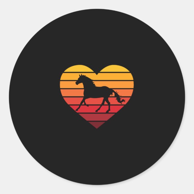 Adesivo Eu Amo Cavalos Coração Retro (Frente)