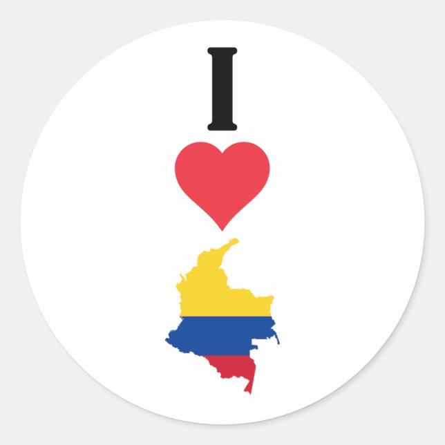 Adesivo Eu Amo Colômbia Vertical I Heart Country Flag Map (Frente)