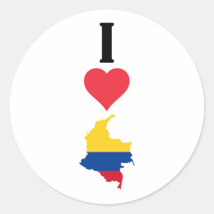Adesivo Eu Amo Colômbia Vertical I Heart Country Flag Map