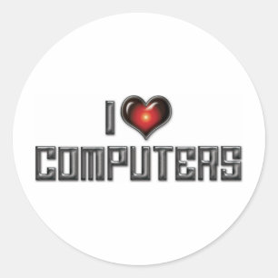 Adesivo Eu Amo Computadores Coração - Amante de Eletrônica