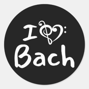 Adesivo Eu amo coração Bach Música Clássica Texto Branco