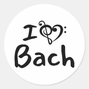 Adesivo Eu amo coração Bach Música Clássica Texto Preto
