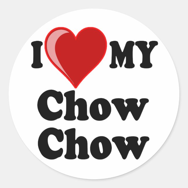 Adesivo Eu Amo (Coração) Meu Cachorro de Chow (Frente)