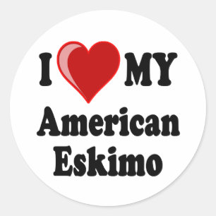 Adesivo Eu amo (coração) meu cão Eskimo americano