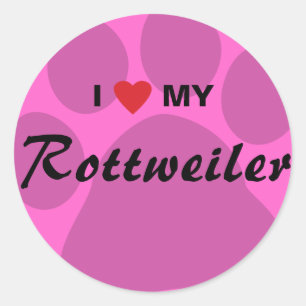 Adesivo Eu amo (coração) meu Rottweiler Pawprint
