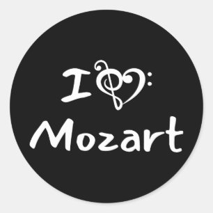 Adesivo Eu amo coração Mozart Música Clássica Texto Branco