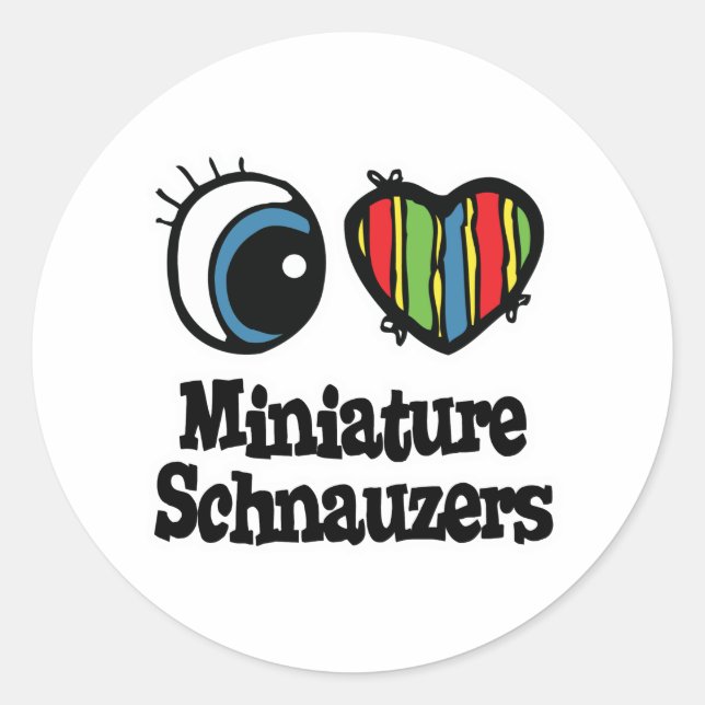 Adesivo Eu Amo (Coração) Schnauzers Miniatura (Frente)