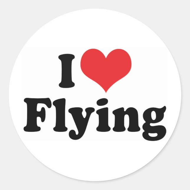 Adesivo Eu Amo Coração Voador - Amante de Avião (Frente)