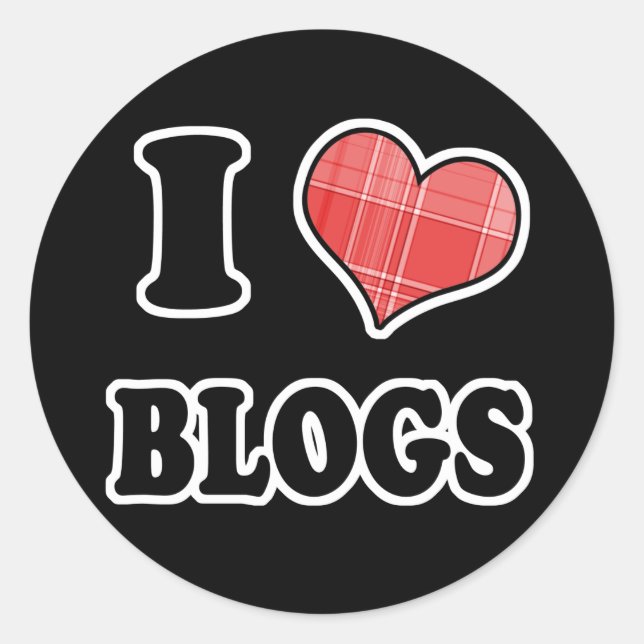 Adesivo Eu Amo (Coração Xadrez) Blogs (Frente)