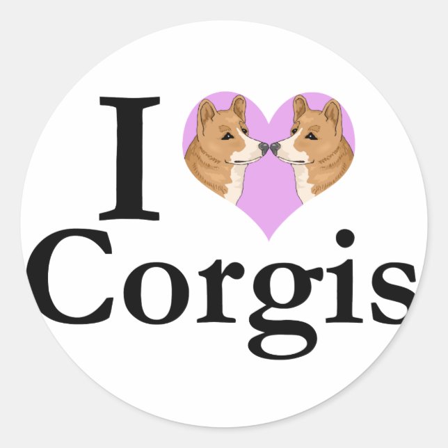 Adesivo Eu Amo Corgis (Frente)