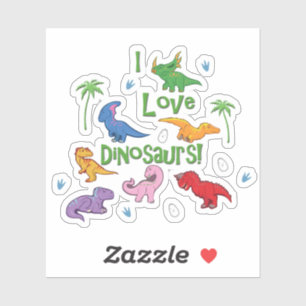 Adesivo Eu Amo Dinossauros (Cute)