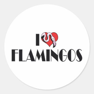 Adesivo Eu Amo Flamingos de Coração - Amantes de Flamingo 