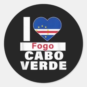 Adesivo Eu Amo Fogo Cabo Verde Com Coração Da Bandeira De