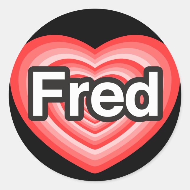Adesivo Eu amo Fred. Eu te amo Fred. Coração (Frente)