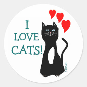 Adesivo Eu amo gatos!
