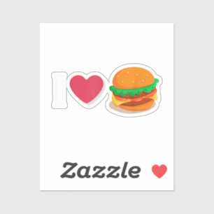 Adesivo Eu Amo Hambúrguer Cheeseburger Alimentação Não Sau