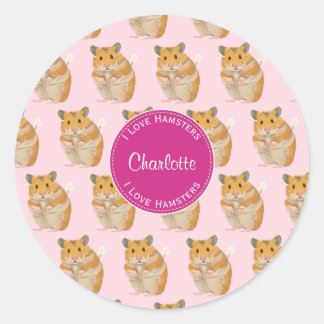 Adesivo Eu amo Hamsters Pink Hamster Patterno