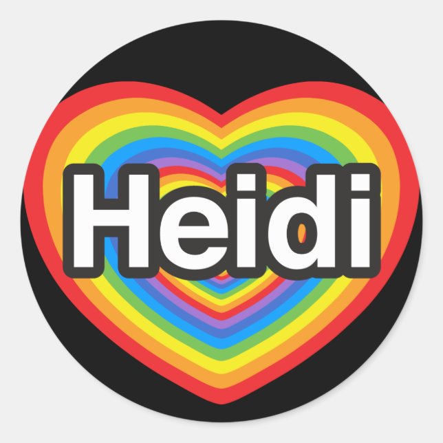 Adesivo Eu amo Heidi. Eu te amo Heidi. Coração (Frente)