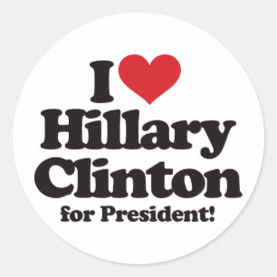 Adesivo Eu amo Hillary Clinton para o presidente