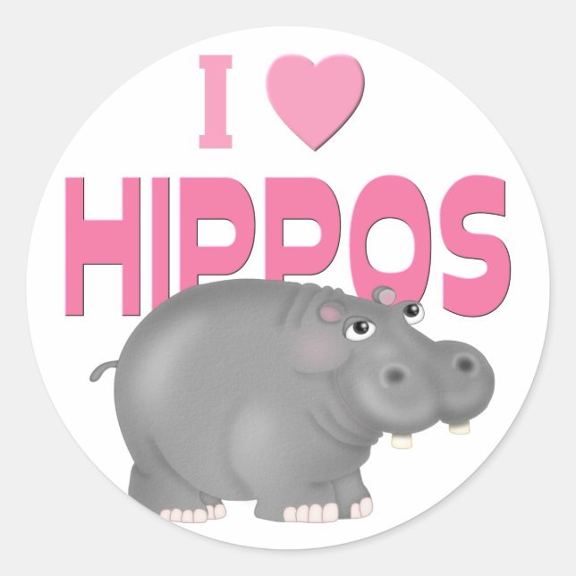 Adesivo Eu Amo Hippos (Frente)