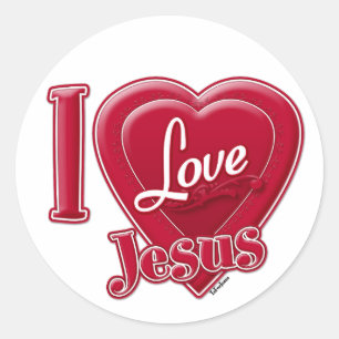 Adesivo Eu Amo Jesus Coração Vermelho