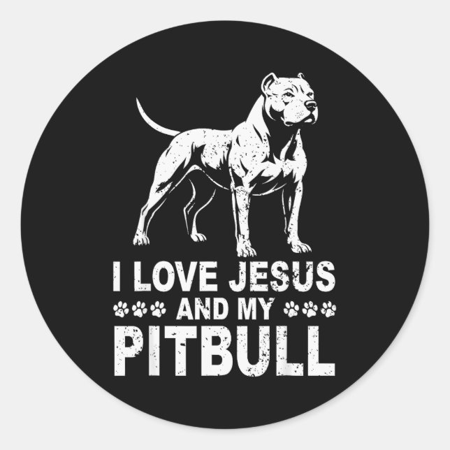 Adesivo Eu Amo Jesus E Meu Pitbull  (Frente)