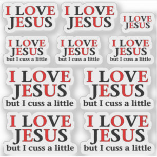 Adesivo Eu amo Jesus, mas eu cuido um pouco de Contorno En