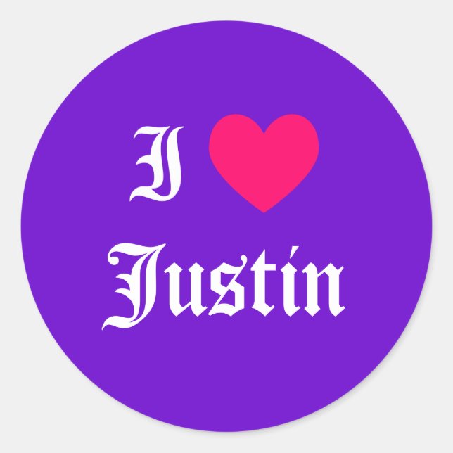 Adesivo Eu Amo Justin (Frente)