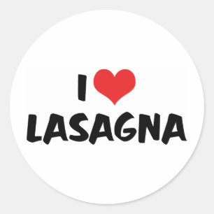 Adesivo Eu Amo Lasanha de Coração - Comida Italiana Amante