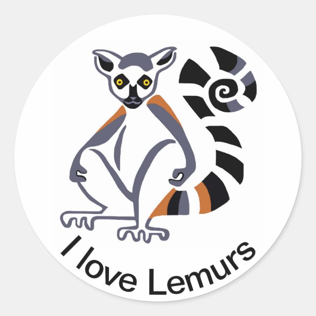 Adesivo Eu amo LEMURS - Vida Selvagem - Primato - Madagásc (Frente)